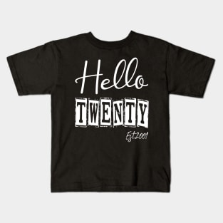 Hello Twenty Est.2001 20th Funny Birthday Kids T-Shirt